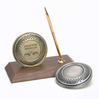 T24FS Full Size Target w Funnel Pen on 3 Walnut Base