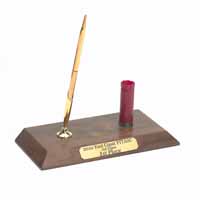 T30 Funnel Pen and Shot Gun Shell on Walnut Base